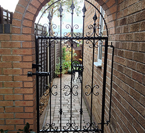 Black powder coated entry gate